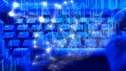 Cyber security abstract concept, internet chaos background