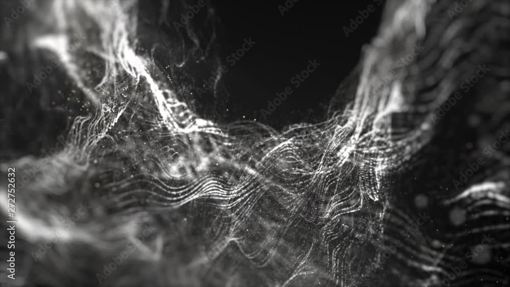 Poster Futuristic Digital Abstract Dark Particles Floating in the Abyss of Cyber Space background