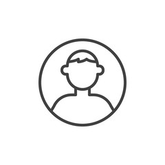 User profile line icon. Man avatar linear style sign for mobile concept and web design. Person silhouette in a circle outline vector icon. Symbol, logo illustration. Vector graphics