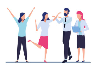 Business coworkers with office supplies