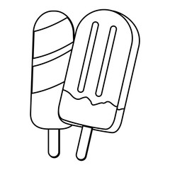 delicious ice lolly icon cartoon  in black and white