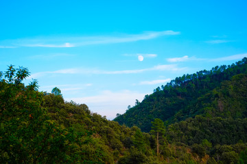 View over the valley and mountains in Saint Melany, Ardeche, France