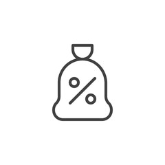 Money bag, interest rate percentage line icon. linear style sign for mobile concept and web design. Loan outline vector icon. Credit percentage symbol, logo illustration. Vector graphics