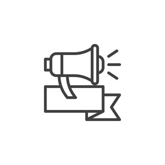 Advertising, promotion line icon. linear style sign for mobile concept and web design. Loudspeaker, megaphone, bullhorn outline vector icon. Symbol, logo illustration. Vector graphics