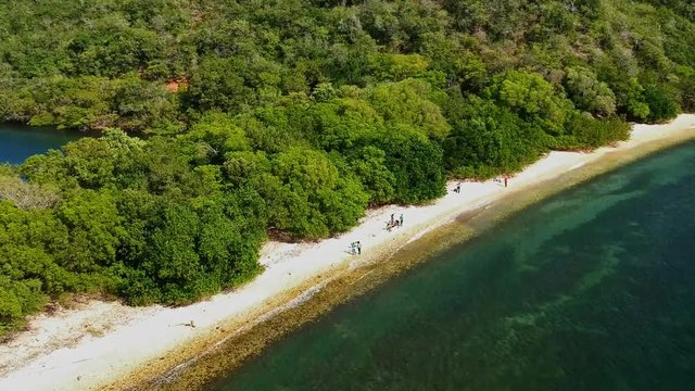 A coastline shot with a salt pond in the background