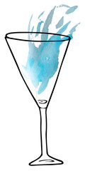 alcoholic drink in a glass - a sketch and art style. raster illustration for menu design
