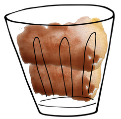 alcoholic cocteil in a glass - a sketch and art style. raster illustration for menu design