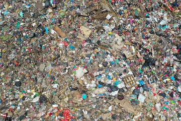 Plastic pollution crisis. Huge landfill garbage dump in Malaysia
