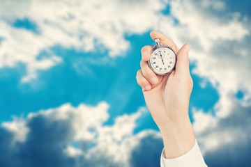Close-up Stopwatch in Human Hand, Timer