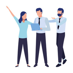 Business coworkers with office supplies