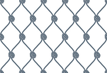 Fototapeta premium Vector rope, fishing net, seamless. White background.