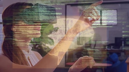 Woman waving her hands while wearing a virtual reality headset - Powered by Adobe