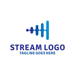 Modern Stream Logo Design With Blue Gradient Color Style. Audio music Logotype. Sign media symbol For Company. Digital Internet Icon For Business. Creative Curve For Technology and Multimedia.
