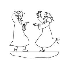 young couple students graduated celebrating