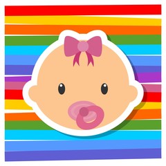 Cute little baby head logo, icon, sign