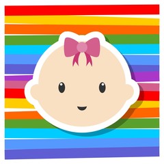 Cute little baby head logo, icon, sign