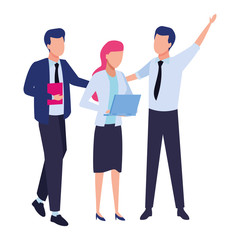 Business coworkers with office supplies