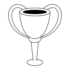 Trophy cup championship symbol isolated in black and white