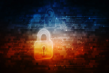 2d illustration Safety concept: Closed Padlock on digital background