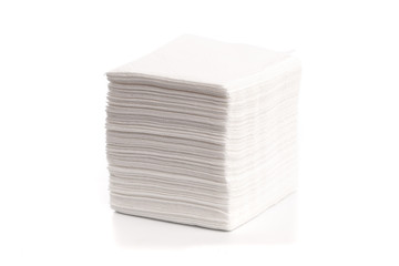 a stack of napkins  on white background .