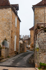 Limeuil, in the Dordogne-Périgord region in Aquitaine, France. Medieval village with typical...