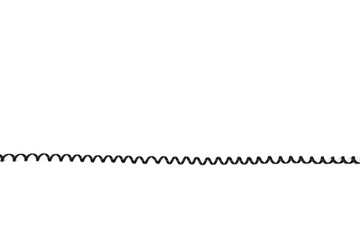 Black curl power cable socket isolated on white background