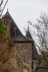Limeuil, in the Dordogne-Périgord region in Aquitaine, France. Medieval village with typical...