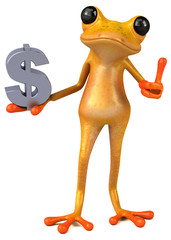 Fun yellow frog - 3D Illustration