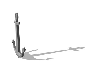 Nautical anchor. Isolated on white. 3D vector illustration.