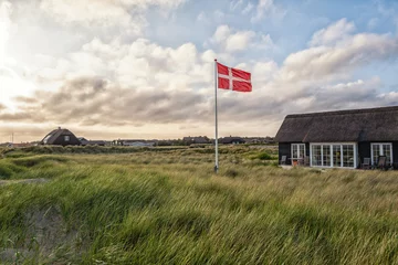 Fotobehang danish flag in field © Dirk