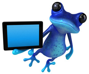 Fun blue frog - 3D Illustration