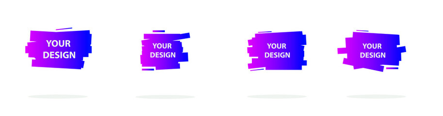 Set of modern abstract vector banners. Multicolor flat geometric shapes. Geometric gradient figures, trendy dynamic elements.