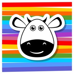 Cute cow cartoon icon, logo, sign