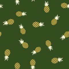 Vector seamless pattern with pineapples. Tropical Summer fruit 