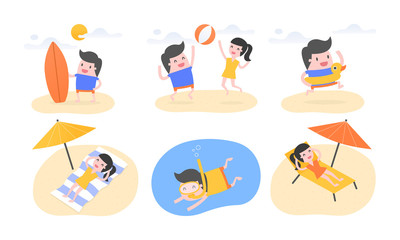 Vector illustration concept of summer, travel, holiday, vacation. 