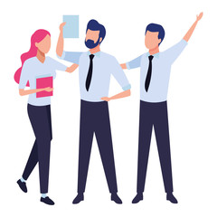 Business coworkers with office supplies