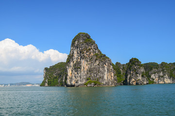 Naklejka premium Karst landforms in the sea, the world natural heritage - halong bay in Vietnam.