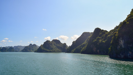 Karst landforms in the sea, the world natural heritage - halong bay in Vietnam. Natural Background