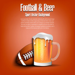 Football ball with mug of beer
