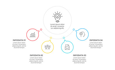 Thin line flat circle infographic with 4 options.