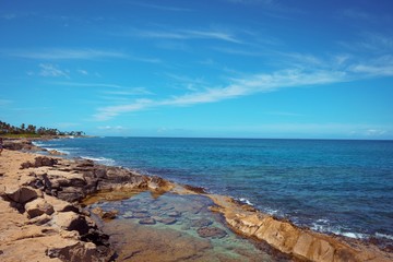 sea and blue sky Oahu coastline