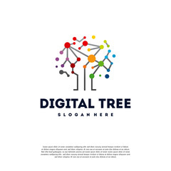 Modern Digital tree logo designs concept vector, Tech Tree Logo symbol vector