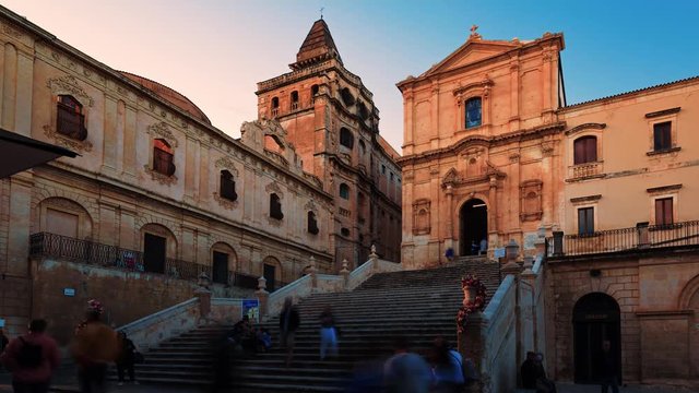 Time lapse view of baroque churches in Noto, Sicily
