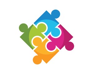 puzzle and community social network logo icon illustration