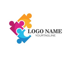 puzzle and community social network logo icon illustration