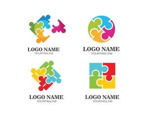 puzzle and community social network logo icon illustration