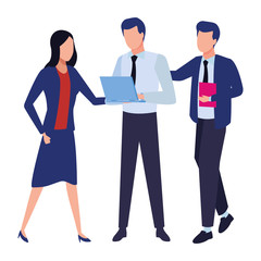 Business coworkers with office supplies