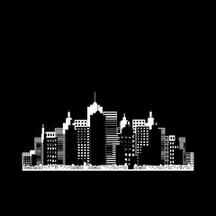 Vector city silhouette with windows.