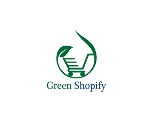 Green bag online shop vector logo design
