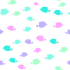 Underwater world in deep ocean. Silhouette of different fishes. Seamless vector EPS 10